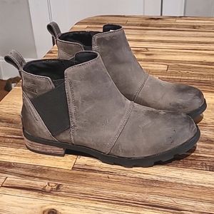 Sorel Emelie Chelsea ankle bootie- Charcoal Grey with Black